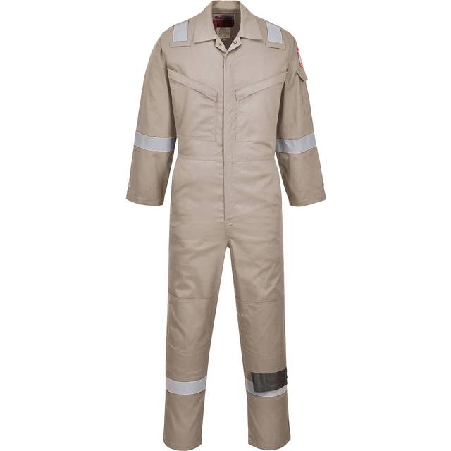 Portwest Flame Resistant Super Light Weight Anti-Static Coverall 210g - Khaki - Small