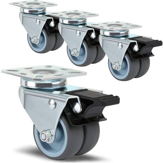 4 x Heavy Duty Swivel Castor Wheels 50mm with Brake for Trolley Furniture Caster Black