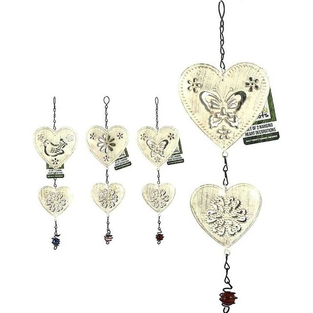 Set Of 3 Hanging Heart Decorations Garden Ornament Valentines 6 Love Hearts Outdoor Decoration