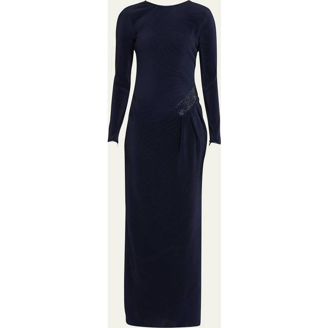 Jersey Dress w/ Beaded Hip Detail - SOLID BLUE NAVY - 44 IT (8 US)