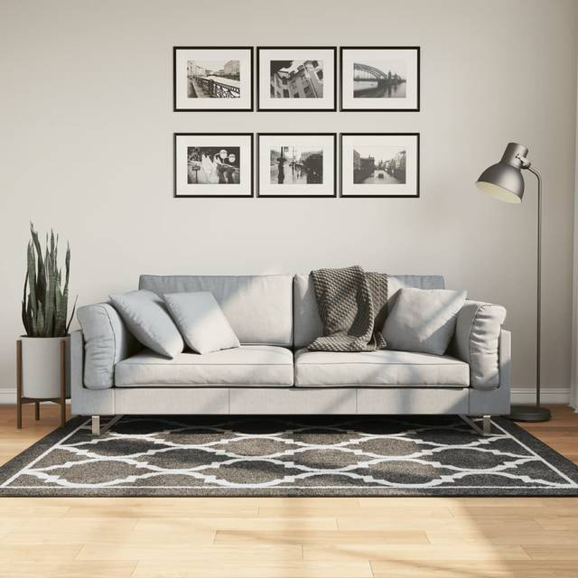 vidaXL Rug Washable Black and White 120x180 cm Anti Slip