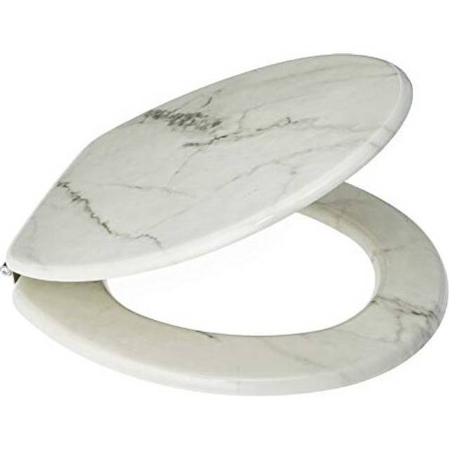 Blue Canyon Wooden Toilet Seat with Non-Slip Seat Bumpers & Heavy-Duty Stainless-Steel Hinges Ensures No Rust-Round Toilet Seat - Comfortable Ba