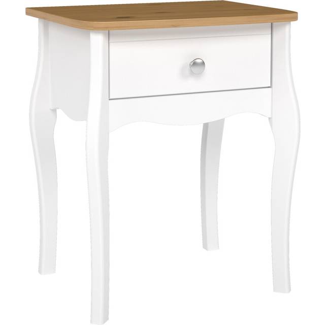 Florence Baroque Single Drawer White Coffee Lacquer Bedside Table - Furniture to Go
