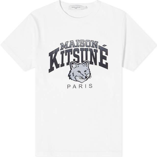 Maison Kitsuné, Topp, Dam, M, Bomull, Campus Fox Logo T-Shirt - white (M)