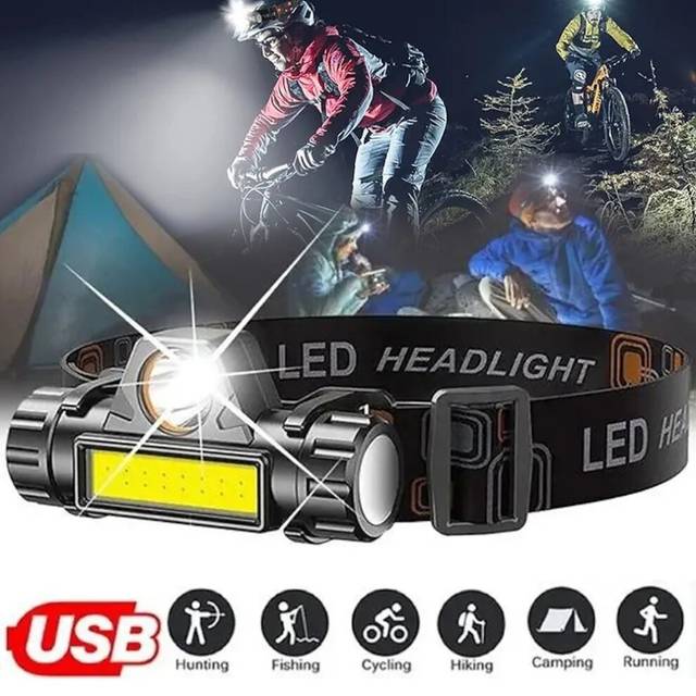 LED Headlamp Outdoor Rechargeable XPECOB Work Light 2 Lighting Modes With Tail Magnet Detachable Headlight For Camping Adventure Shustar