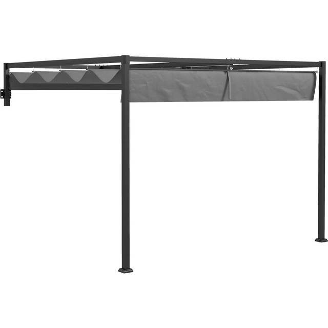 Outsunny 2 x 3(m) Wall Mounted Pergola with Retractable Sun Shade Canopy | TJ Hughes