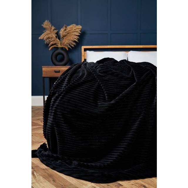 Luxury Ribbon Velvet Throw, Black