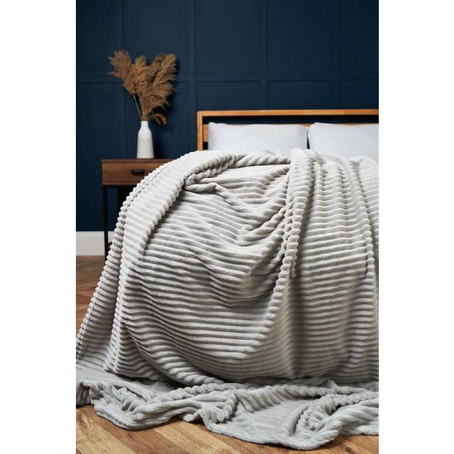 Luxury Ribbon Velvet Throw, Silver