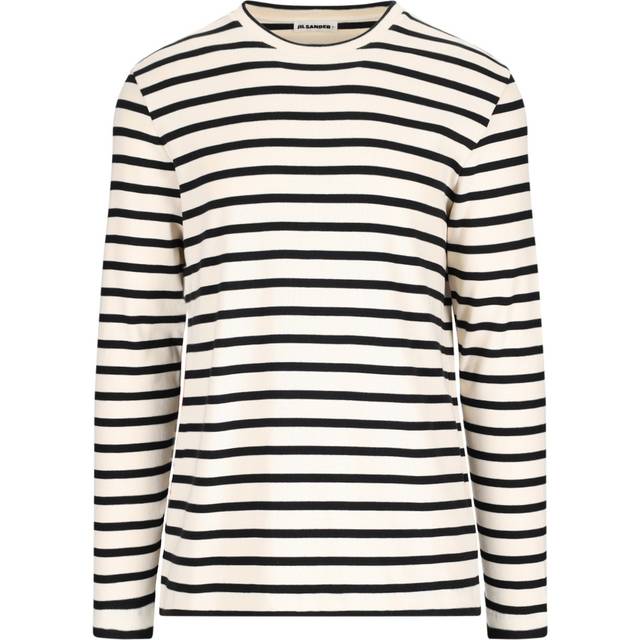 Jil Sander Navy & Off-White Striped Long Sleeve T-shirt - 080 BLUEJAY - XXL