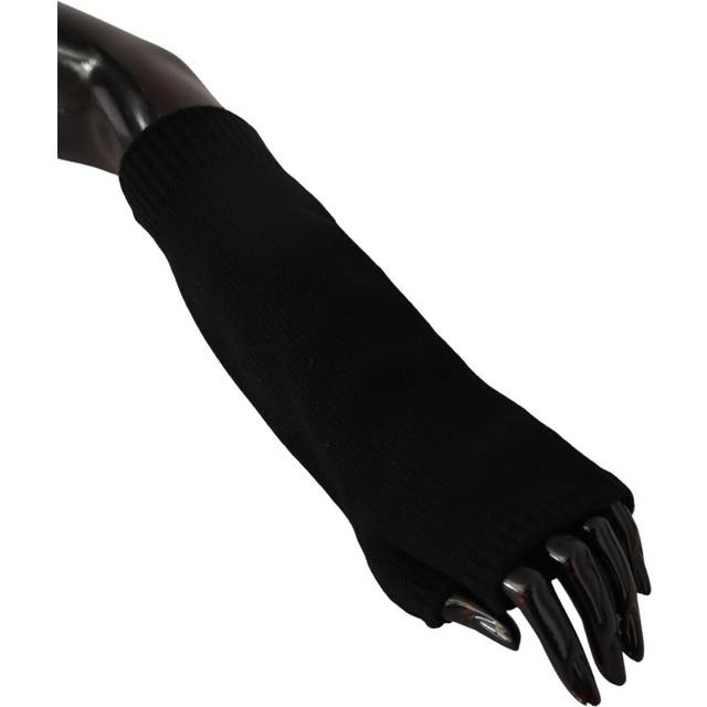 Dolce & Gabbana Black Knitted Fingerless Elbow Length Gloves - 8|M