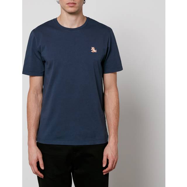 Maison Kitsuné, Topp, Herr, XL, Bomull, Blå Chillax Fox Patch Bomull T-shirt - blue (XL)