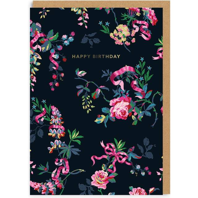 Happy Birthday Ribbons and Roses Greeting Card