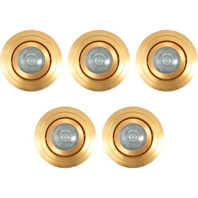 (Pack of 5) Satin Brass Downlight Tiltable Circular Spotlight