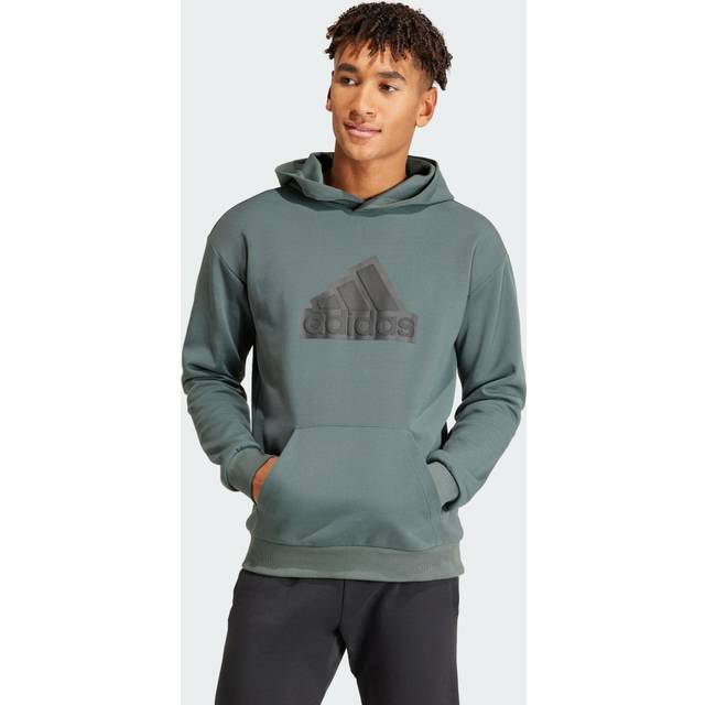 adidas Sportswear Mens Future Icons Badge of Sport Hoodie - Grey Cotton - Size Large