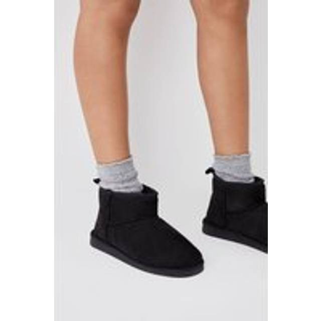 Womens Mae Suedette Faux Fur Lined Mini Cosy Ankle Boots - Natural Black - 4