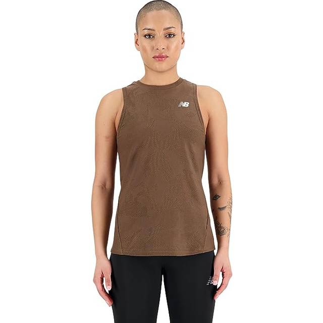 New Balance Women's Q Speed Jacquard Tank in Brown Poly Knit, size X-Small - XS