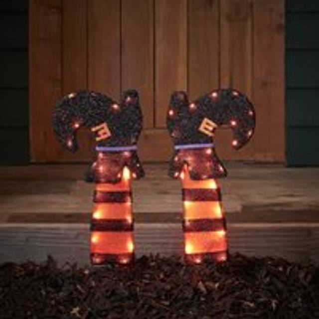Witch's Legs Halloween Garden Stake Lights - Orange