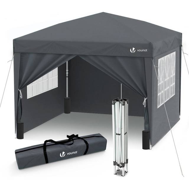 VOUNOT 3x3m Pop Up Gazebo with 4 Leg Weight Bags, Folding Party Tent for Garden Outdoor, Grey
