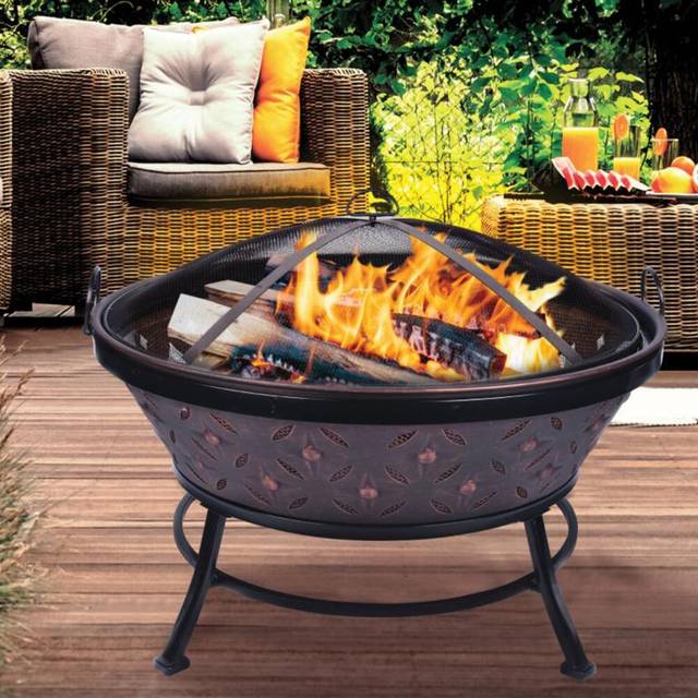Cordoba Large Garden Fire Pit Portable for Picnic BBQ Patio Party Copper Firepit