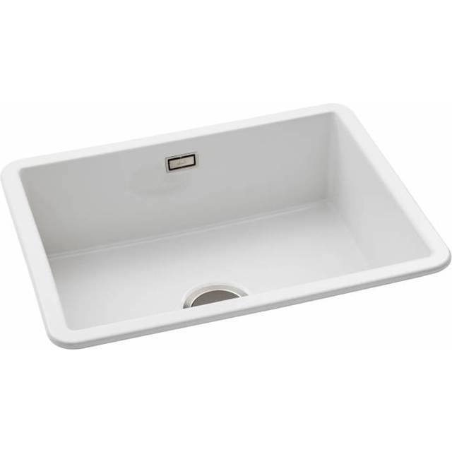 Abode Sandon Large 1.0 Bowl White Ceramic Undermount Kitchen Sink