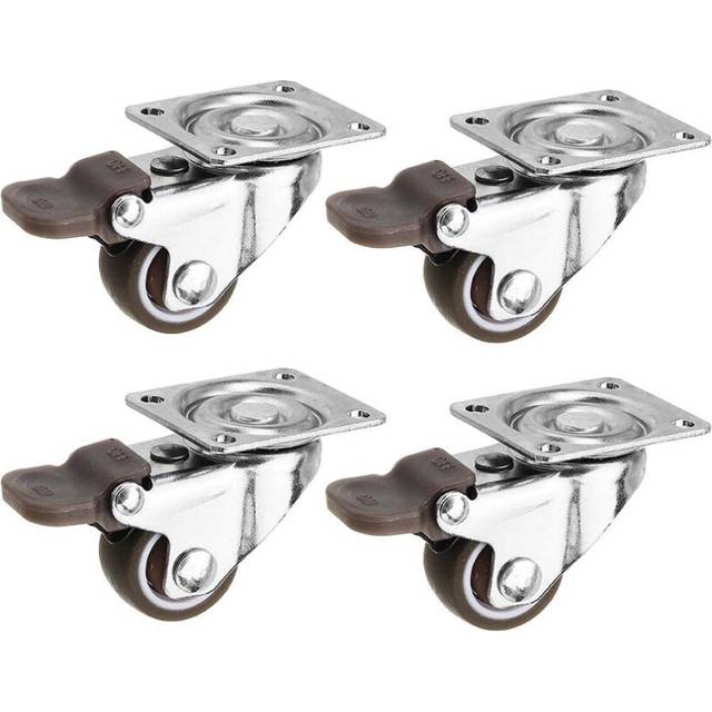 4pcs 1 Inch TPE Mute Lightweight Universal Wheels with Brake Caster for Furniture