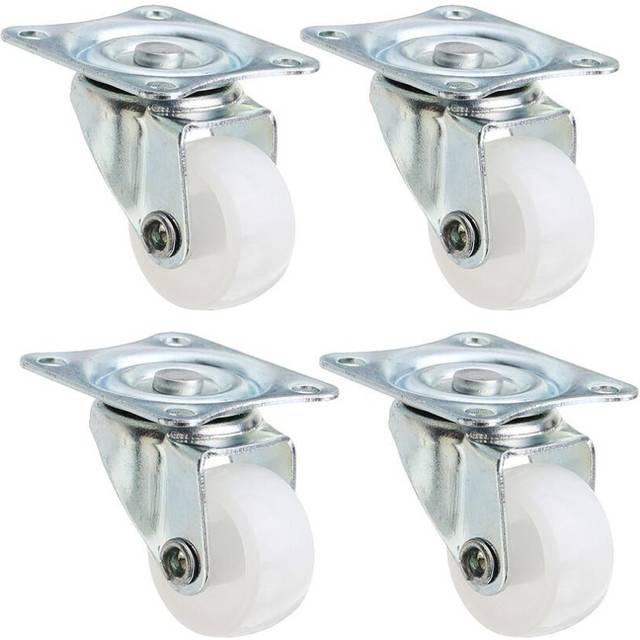 4pcs 1 Inch White PP Plastic Furniture Foot Wheel Flat Moving Universal Wheels