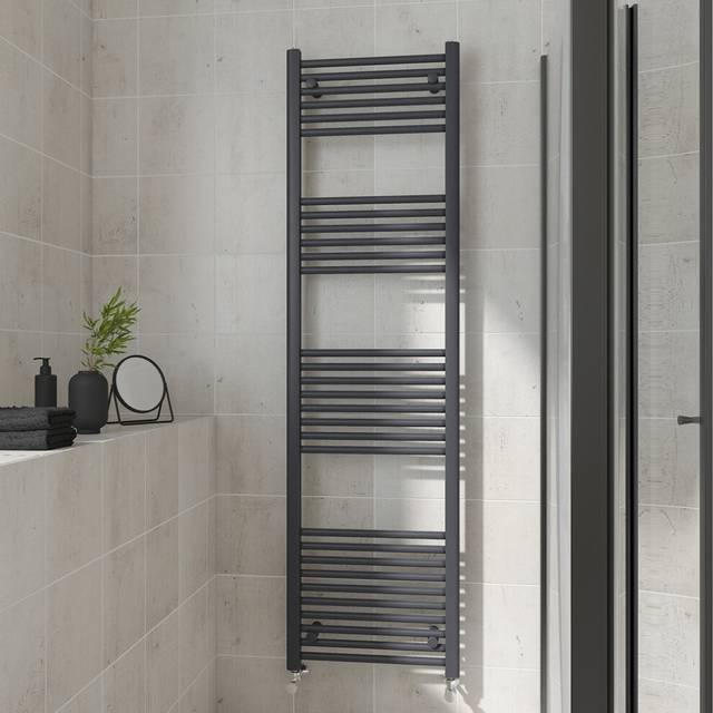 (Straight, 1800x500mm) Warmehaus Heated Towel Rail Anthracite Bathroom Ladder Style Radiator Grey Central Heating