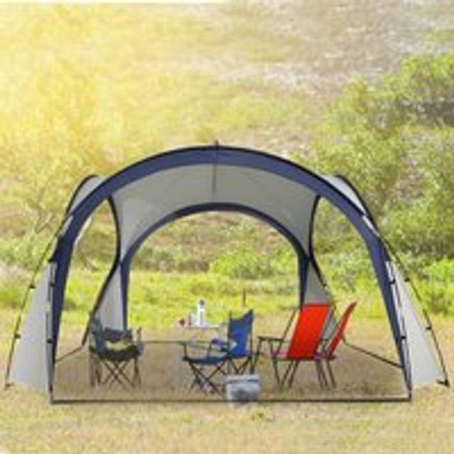 Outsunny Outdoor Gazebo Event Dome Shelter - Cream and Blue - White