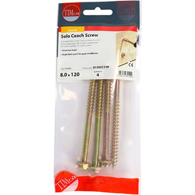 TIMCO Solo Coach Screws Hex Flange Yellow - 8120SCSYP - Pack of 4- you get 8
