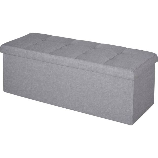 Sittbänk med Förvaring Grå Tyg 110 x 38 x 38 cm