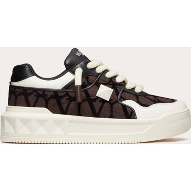Valentino One Stud XL Toile Iconographe Canvas & Leather Sneaker