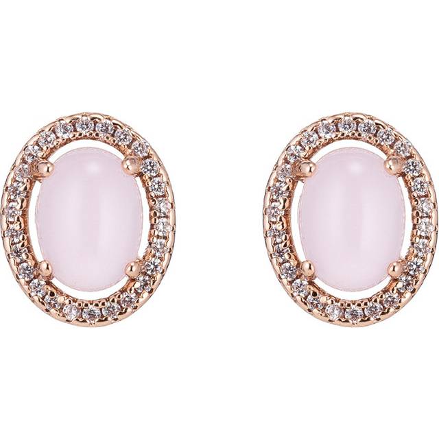 Eye Candy LA Mariah CZ Crystal Rose Quartz Stud Earring