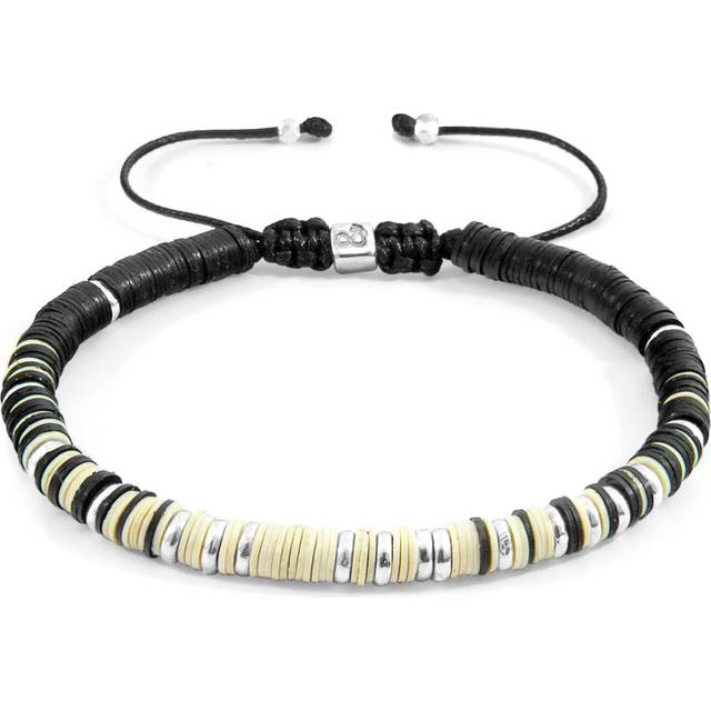 Kariba Silver and Vinyl Disc Macrame Bracelet - White - One Size