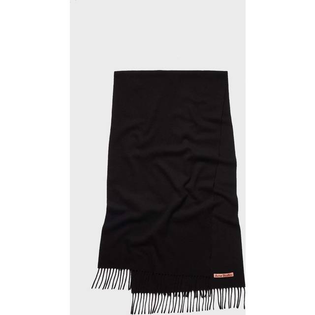 Acne Studios Black Narrow Fringe Wool Scarf - 900 Black - UNI