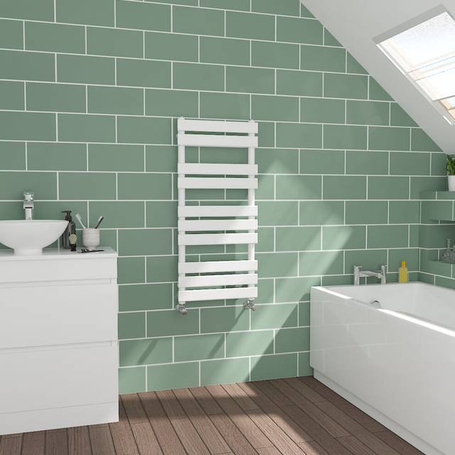 WarmeHaus Flat Panel White Towel Radiator Bathroom Heated Towel Rail 1000x450mm