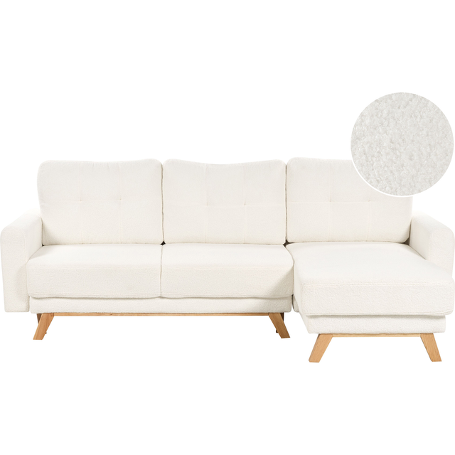 Beliani Left Hand Boucle Corner Sofa White Siro, White