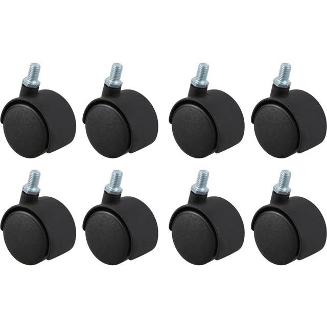 Plastic Swivel Caster 8mm Screw Stem 1.5-Inch Dia Wheel 8 Pcs Black