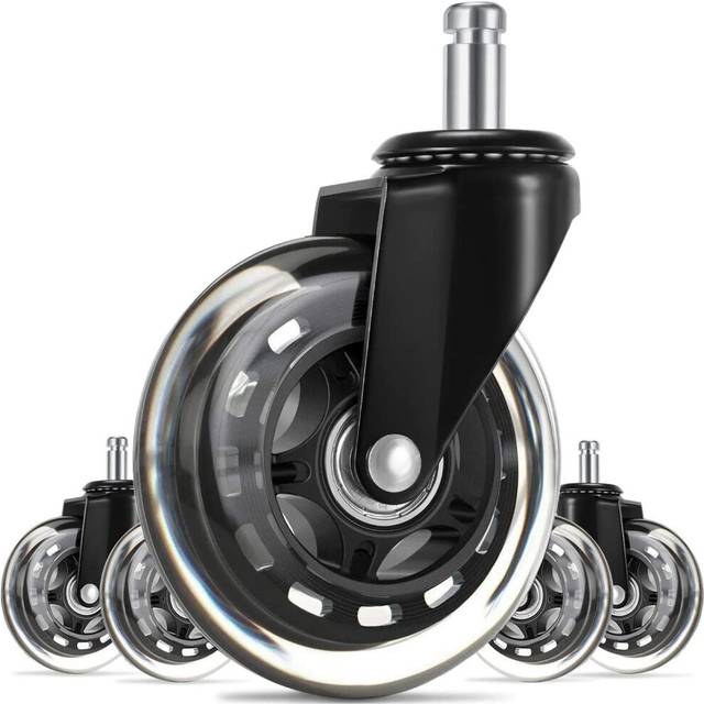 5PCS Office Chair Caster Wheels 3 Inch Swivel Rubber Caster Wheels Replacement Soft Safe Rollers Furniture Hardware
