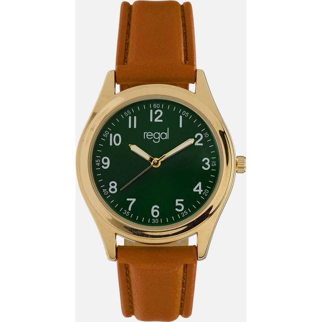 Regal Classic line - brunt band, guldton/grön, 36mm