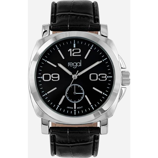 Regal herrklocka - svart band, silver/svart, 40 mm