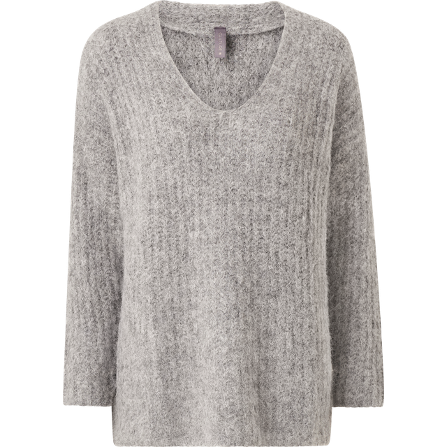 Culture Cubrava Pullover Dam Stickade Tröjor Stl. M/L - Från Magasin - Light Grey Melange (M/L)