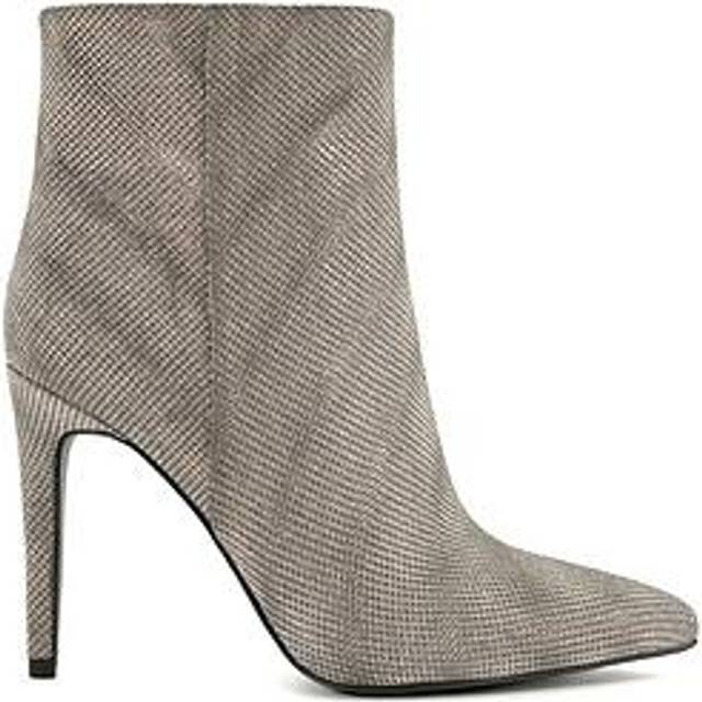 Dune London Oonaz Pewter Stiletto-Heel Ankle Boots