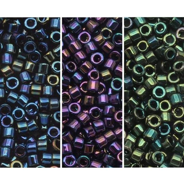 Miyuki Delica Seed Beads Bundle: Size 11/0  Blue Iris DB002  Green Iri
