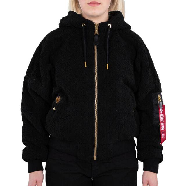 Hooded Teddy Bomber for women Alpha Industries MA-1 OS - Noir