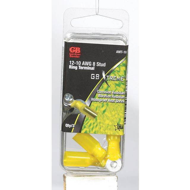 GARDNER BENDER INC AMT-106 Yellow Gb Ring Terminal 12-10 Awg Nylon Insulation Tin Plated Copper 3 / Clamshell, Pack of 1