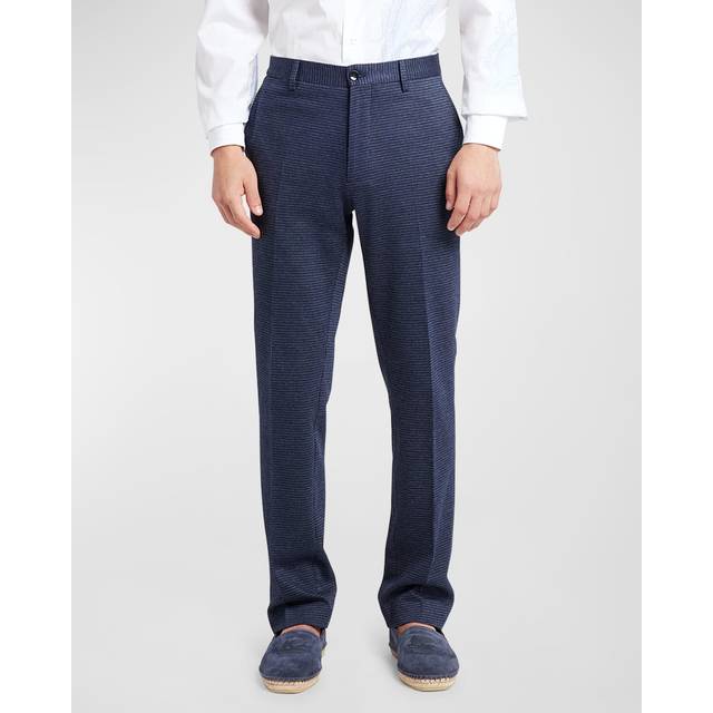 Etro, Pantalon Pied-de-poule, Homme, Bleu Marine, Taille 56