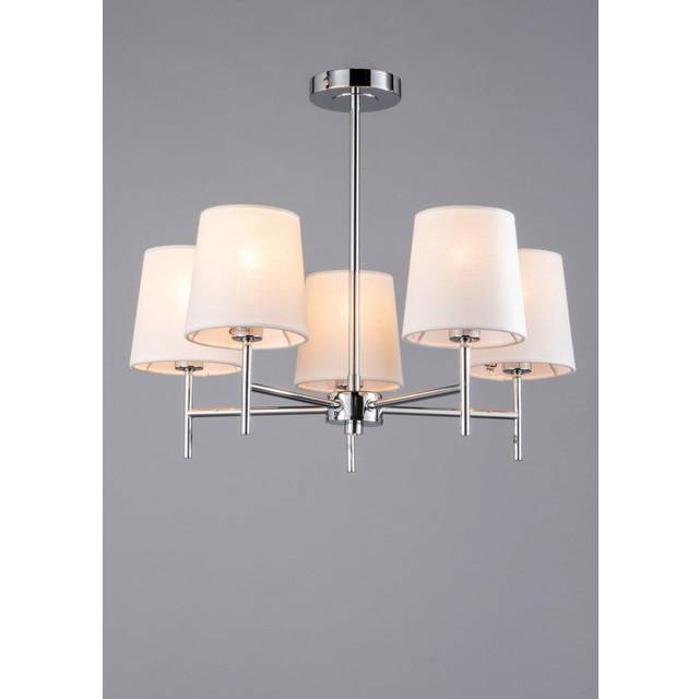 Mira Semi Flush Ceiling Light with Natural Shades, Chrome