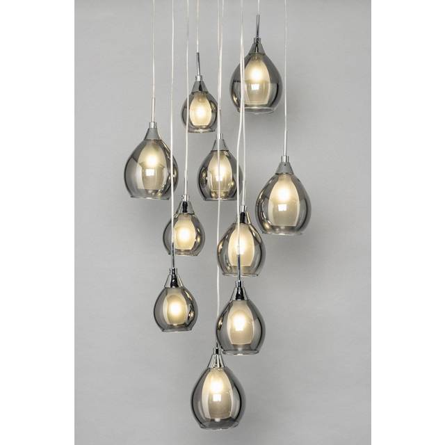 BHS Carmella Satin Chrome Cluster Ceiling Pendant with Smoked and Frosted Shades