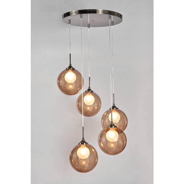 Petrice Glass Ball Ceiling Cluster Pendant, Black Nickel