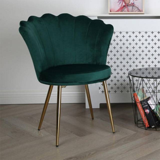 RayGar Genesis Freya Accent Chair With Petal Back In Velvet - Green, Green